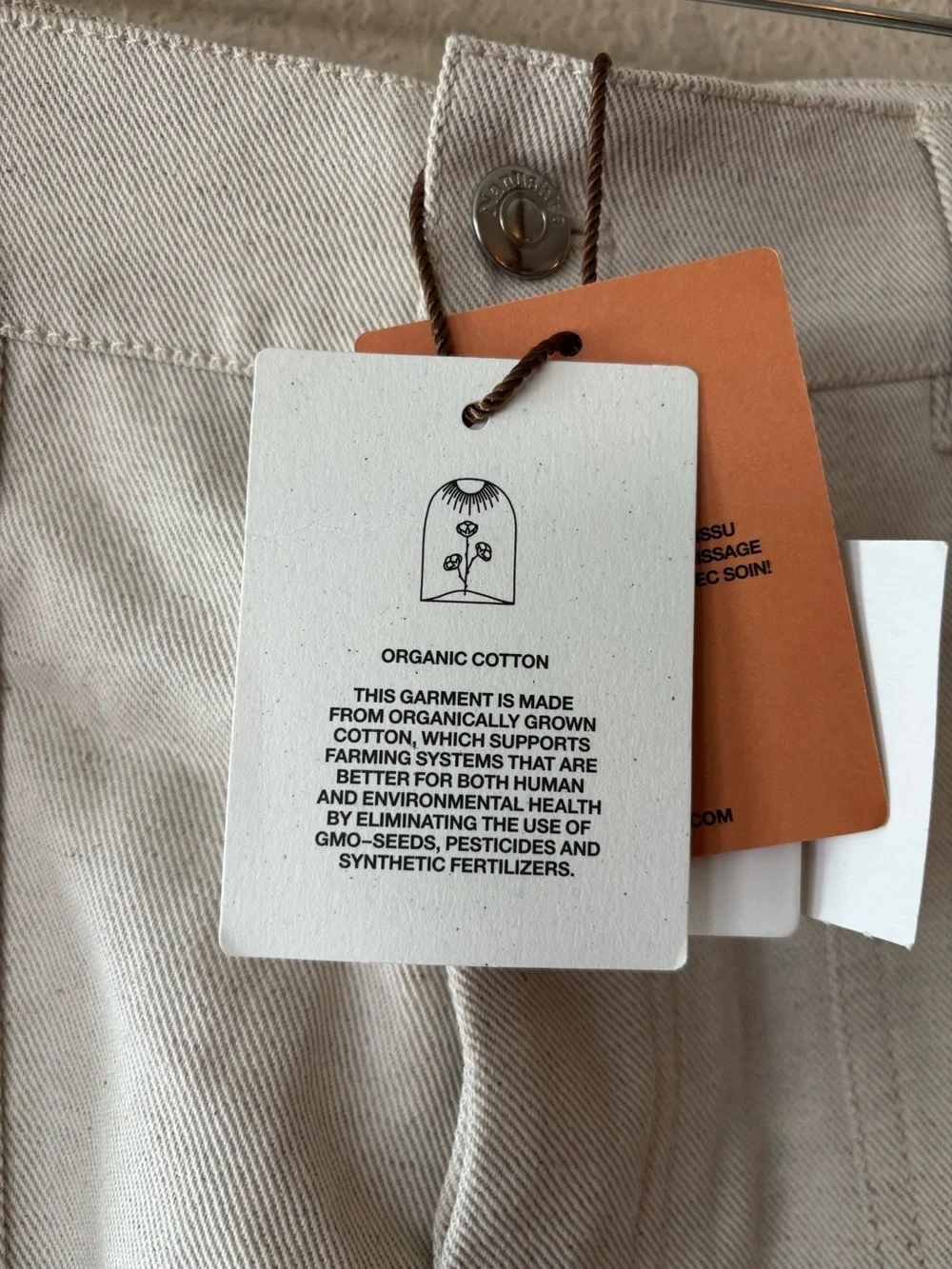 NWT Nanushka Jasper Linen Patch Pocket Cropped Jeans Beige Size 36